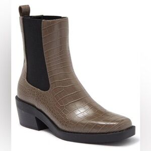 Open Edit Ayla Croc Faux Leather Ankle Boots in Autumn